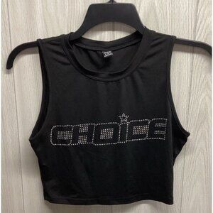 SHEIN Women's (Size M) Sleeveless Crew Neck Crop Top Graphic